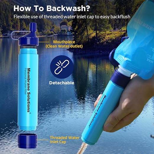Membrane Solutions Squeezable Water Filtration System, Survival Water Purifier - Image 8