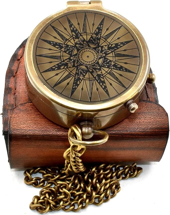 Vintage Brass Pocket Compass by Unknown
