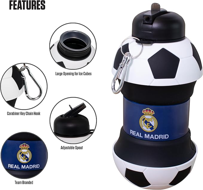 Maccabi ART Real Madrid Clip-On Collapsible 1 Liter, 34 oz. size BPA-Free - Image 3