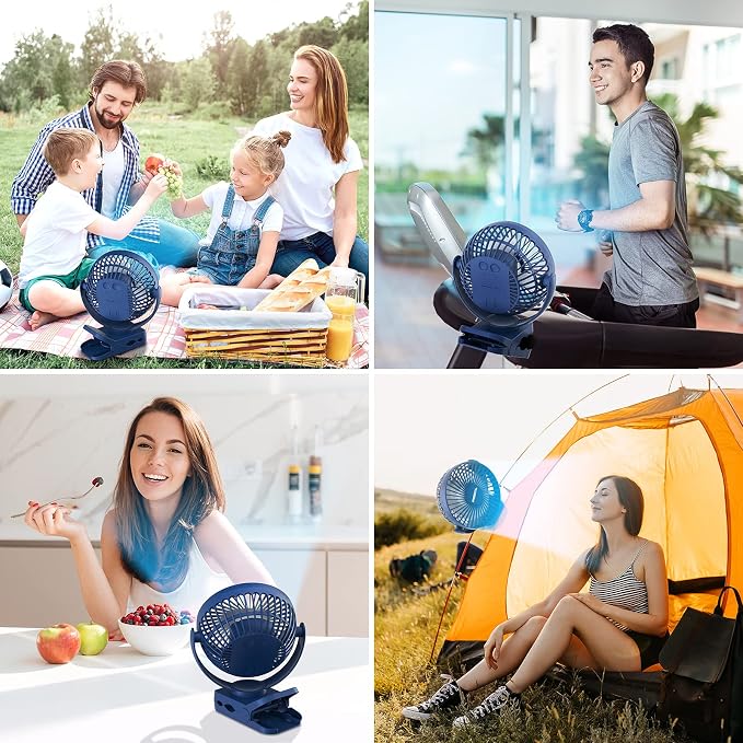 Clip on Fan 65 Hours Portable Desk Fan Rechargeable - Image 7