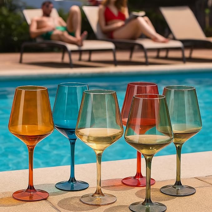 European Style Plastic Crystal, Stemmed Wine Glasses | Set of 6 | Acrylic - Image 8