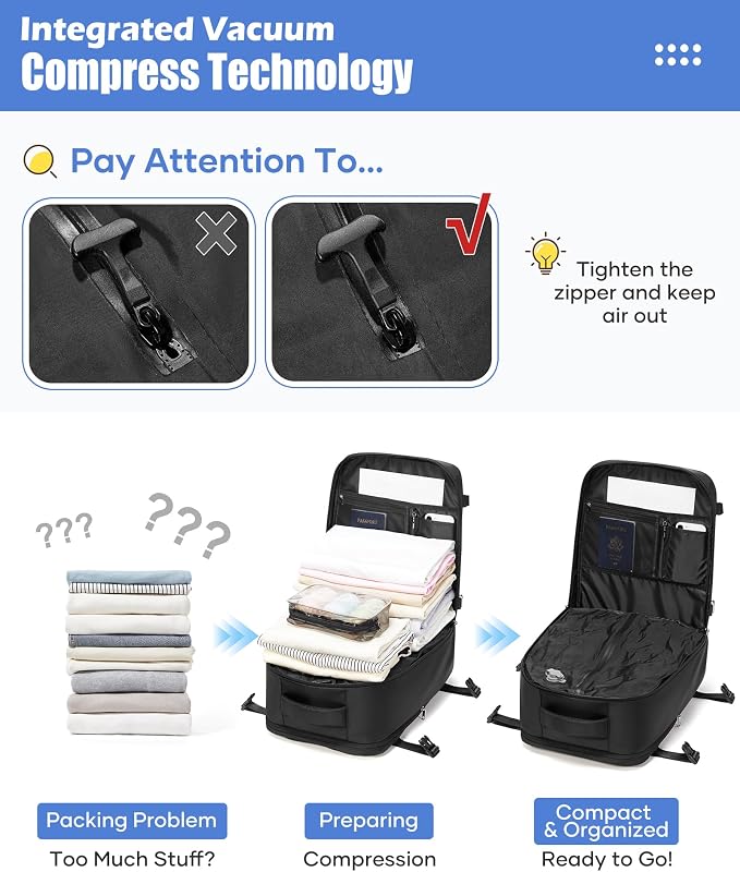 Vacuum Backpack Travel with Pump, Vacuum Sealed Backpack, Travel Backpack with - Image 2