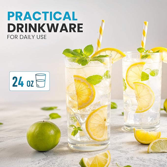 Zulay Kitchen Plastic Drinking Glasses – 24oz Acrylic Shatterproof Water Cups - Image 3