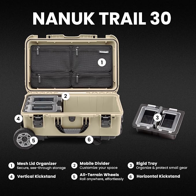 NANUK Trail 30 – 28.5L Waterproof Storage Box Wheeled and Modular Cargo Case - Image 2