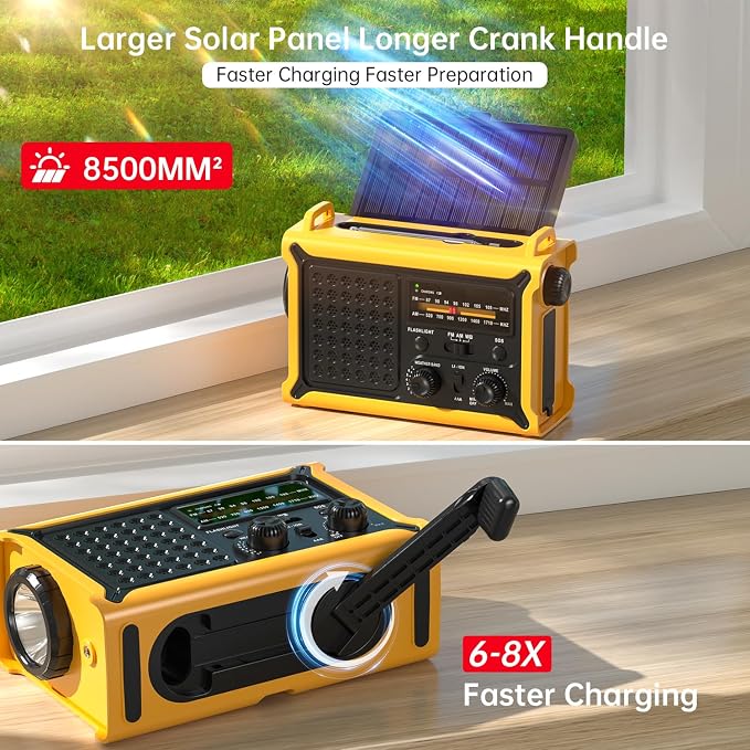 NOAA Weather Radio-12000mAh/44400mWh AM/FM Emergency Portable Radio - Image 3