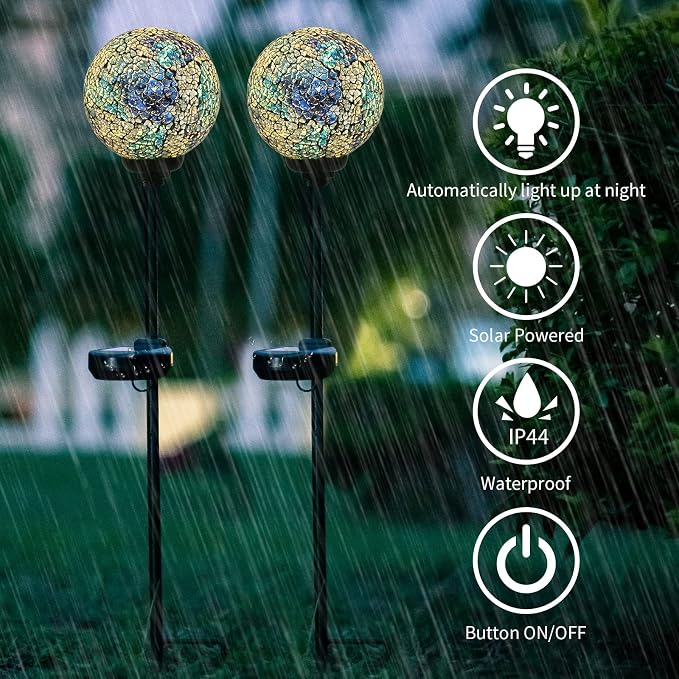 VCUTEKA Mosaic Solar Light, Solar Garden Decorative Lights Outdoor Waterproof - Image 3