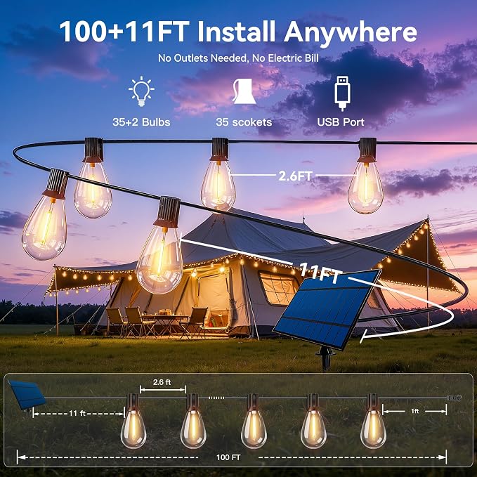 Ollny S11 100FT Solar String Lights Outdoor - Image 3