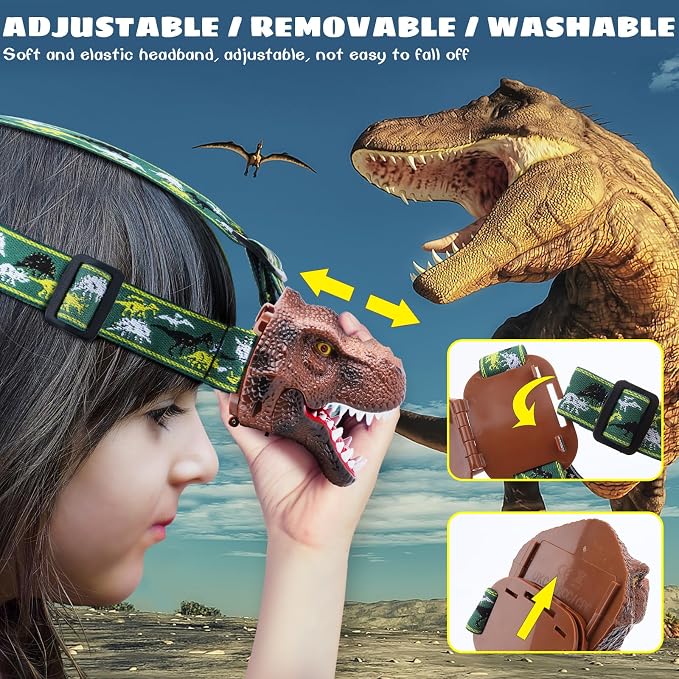 Dysaim Kids Headlamp, Dinosaur LED Rechargeable Headlamp - Image 5