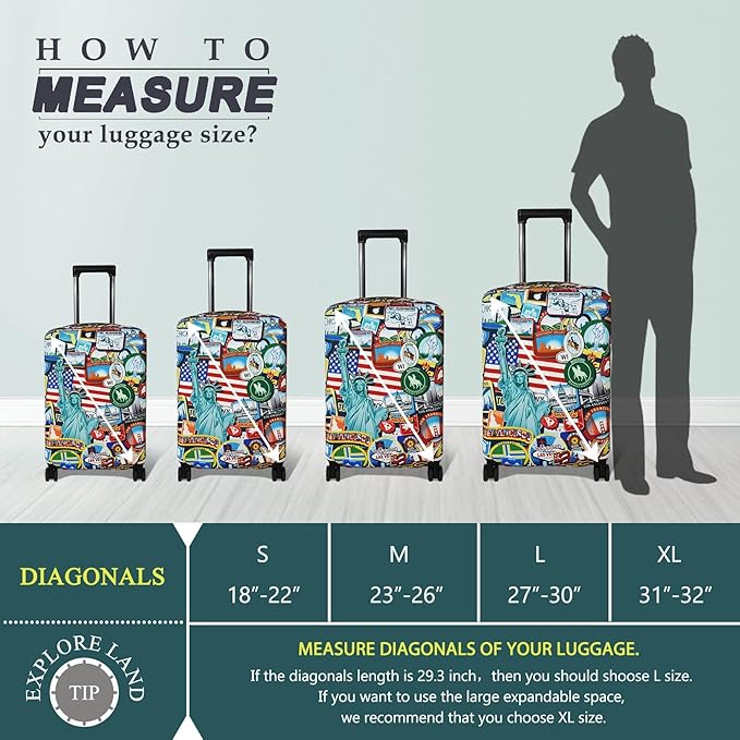 Explore Land Travel Luggage Cover Suitcase Protector Fits 27-30 Inch Case - Image 5