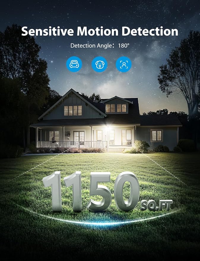 Onforu 32W 2 Head Motion Sensor Outdoor Lights, 3200LM 6500K LED Security Light - Image 4