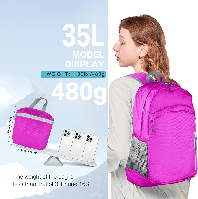 Waterproof Foldable Backpack Dry Storage Lightweight Daypack 35L Outdoor - Image 6