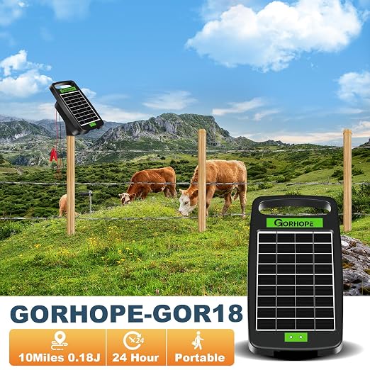 10 Miles Solar Powered Electric Fence Charger, Output 0.18J Electric Fence - Image 2