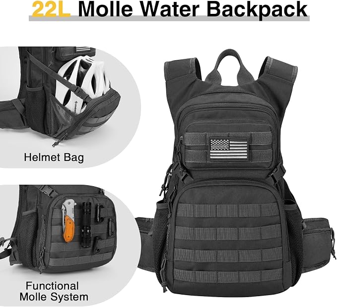 CVLIFE Hydration Backpack with 3L TPU Tactical Water Bladder, 22L Hiking - Image 2