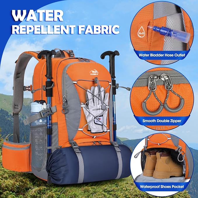 NUBILY 50L Hiking Backpack Waterproof Camping Backpack - Image 3