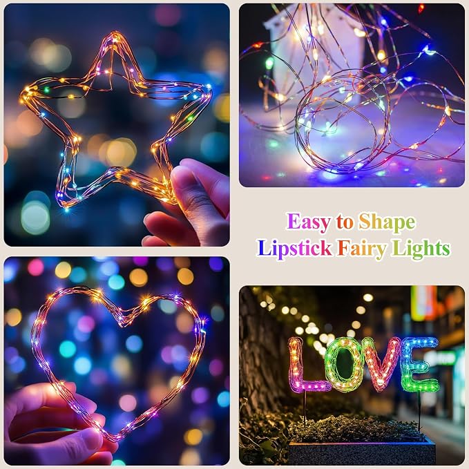 33ft 100LED Multicolor String Lights, Rechargeable Fairy Lights Battery Operated - Image 6
