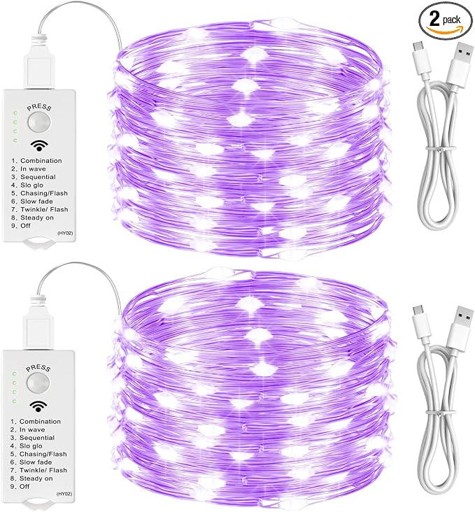 HXWEIYE Rechargeable Fairy Lights Battery Operated, DIY Timer & 8 Modes by LightUpYourHomewHXWEIYE