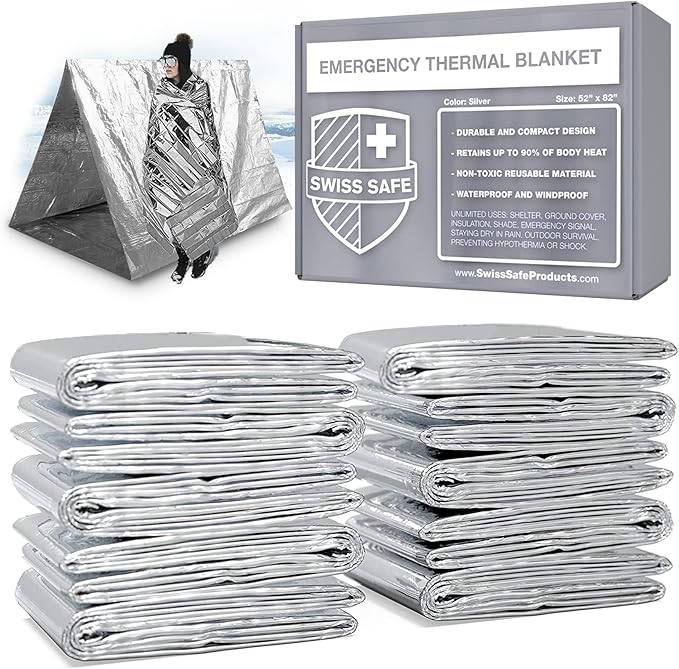 Swiss Safe 10 Pack Mylar Emergency Blankets by SwissSafe