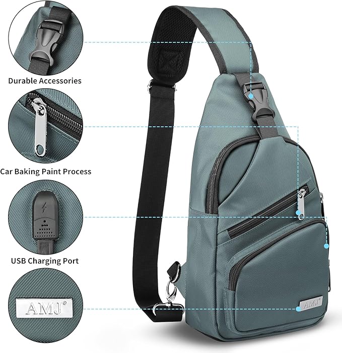 AMJ Crossbody Sling Bag Men Women, Casual Shoulder Backpack, Chest Daypack - Image 3