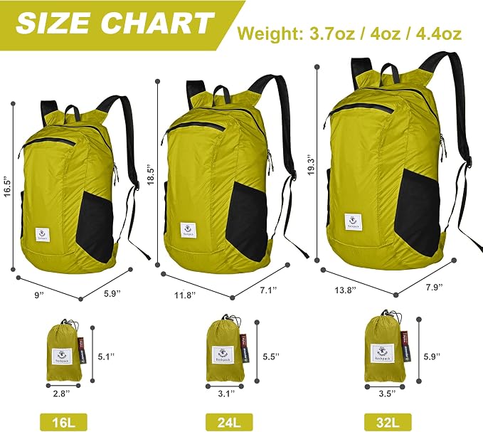 4Monster Hiking Daypack, Water Resistant Lightweight Packable Backpack - Image 3