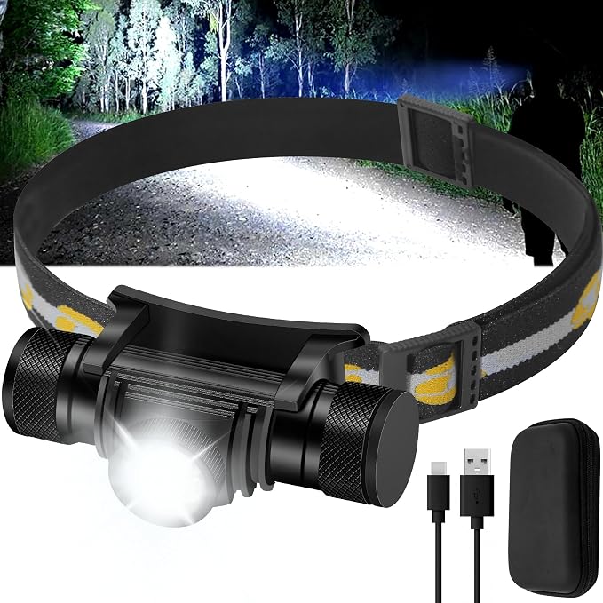 Headlamp Rechargeable, 1200 Lumen Zoomable LED Head Lamp by Rugtol