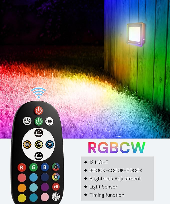 L LOHAS LED 30W Flood Light Outdoor, RGB Landscape Lighting - Image 3