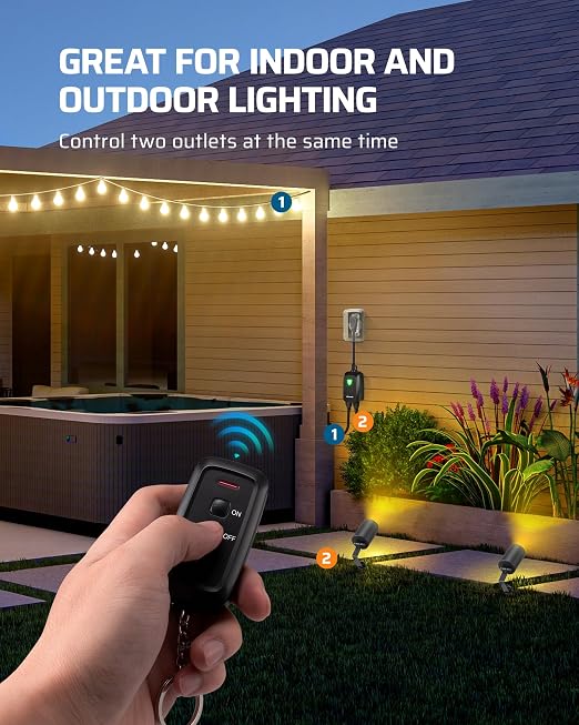 DEWENWILS Outdoor Remote Control Outlet, Weatherproof Wireless Electrical Plug - Image 6