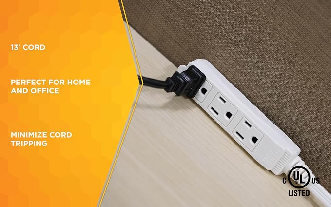 Woods SlimLine Angled Flat Plug Extension Cord; Space Saving Flat Design; 3 - Image 6