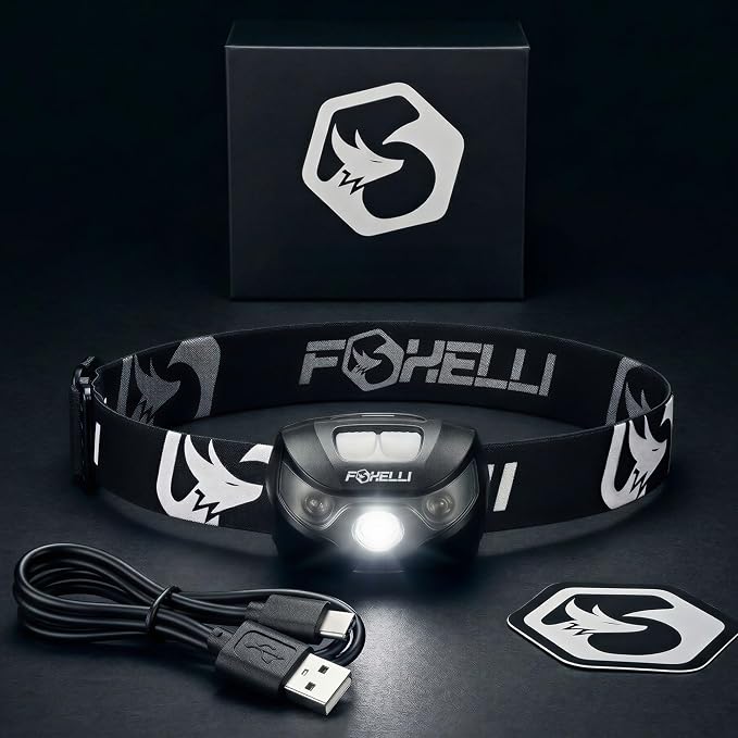 Foxelli USB-C Rechargeable LED Headlamp – Super Bright, Lightweight Head Lamp - Image 9