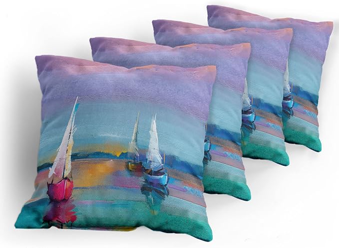 Ambesonne Abstract Oil Painting Decorative Throw Pillow Case Pack of 4 - Image 5