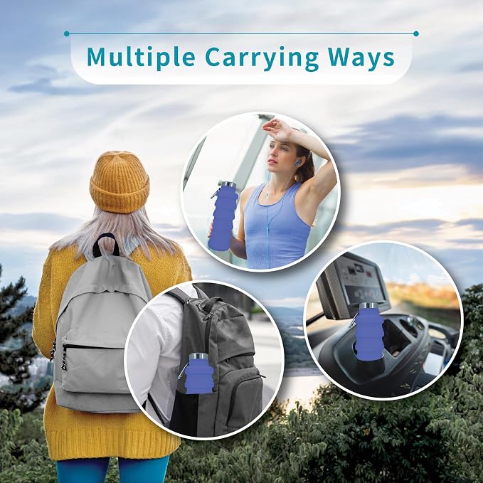 Collapsible Water Bottles 24oz, Odorless BPA-Free Silicone, Leak-Proof Foldable - Image 4