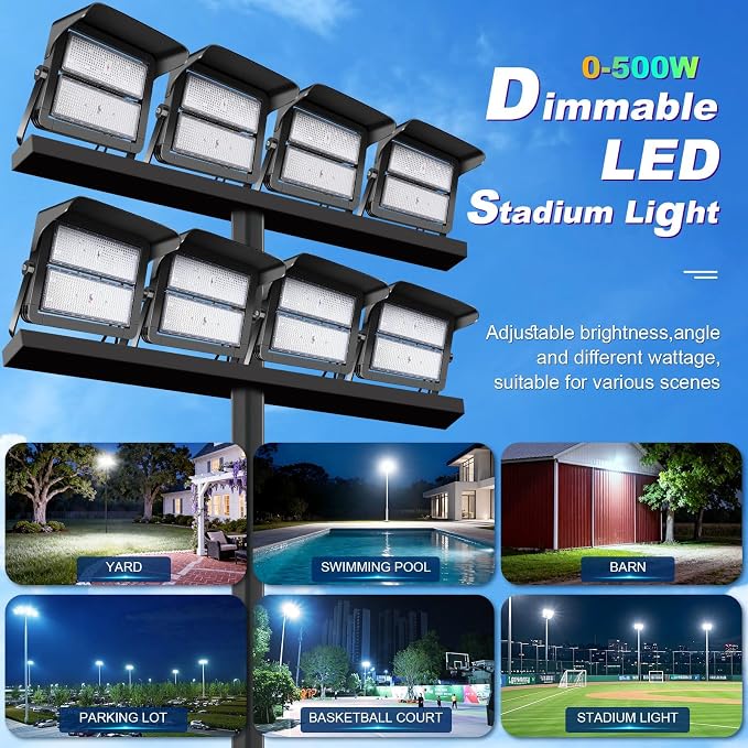 75000LM Dimmable Led Stadium Flood Light 3000W Equivalent Super Bright 0-500w - Image 3