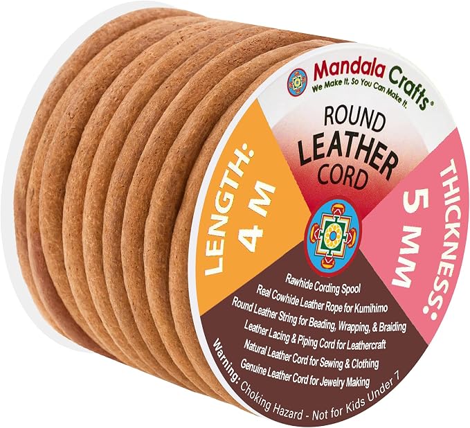 Mandala Crafts Round Genuine Camel Leather Cord by MandalaCrafts