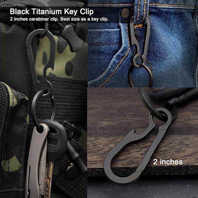 PJYTAC Key Chain Clip Titanium Carabiner Keychain Quick Release Carabiner - Image 2