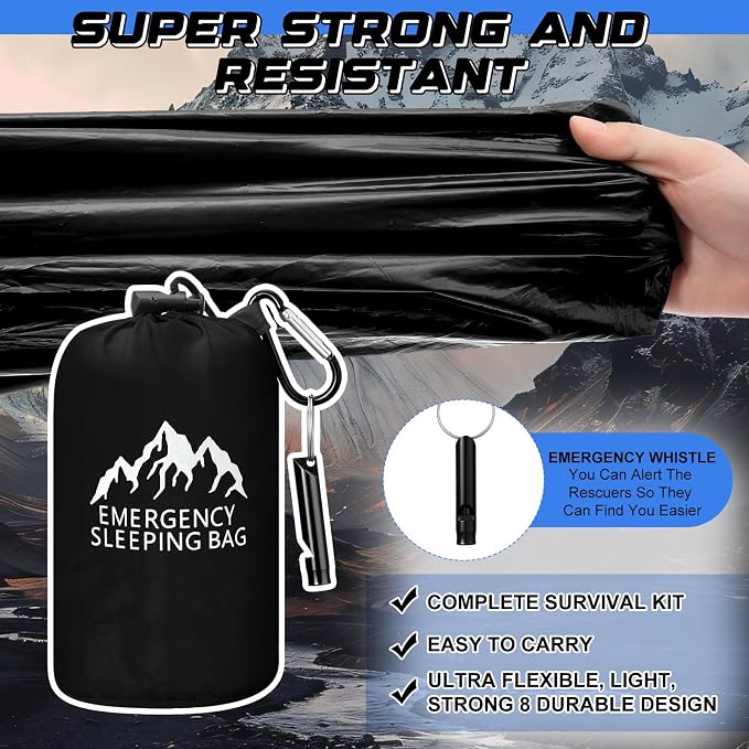 Oudain 2 Pcs XL Emergency Sleeping Bag 94.5" x 49.2" Waterproof Survival - Image 4