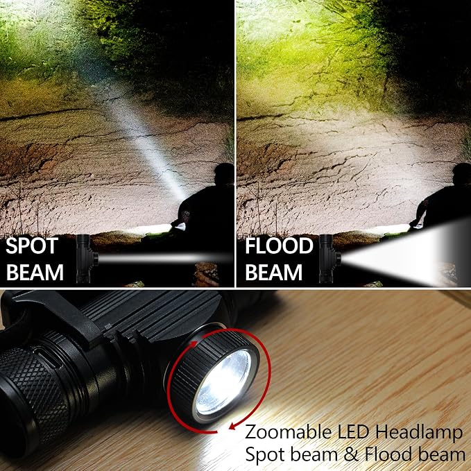 Headlamp Rechargeable, 1200 Lumen Zoomable LED Head Lamp - Image 7