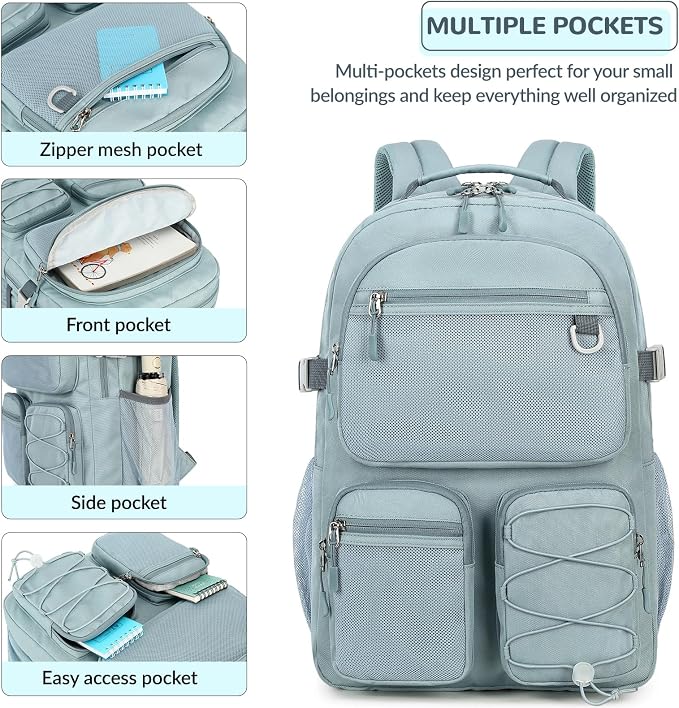 Lohol Multi-Pocket Backpack for Travel College, Heavy Duty Big Bookbag - Image 6