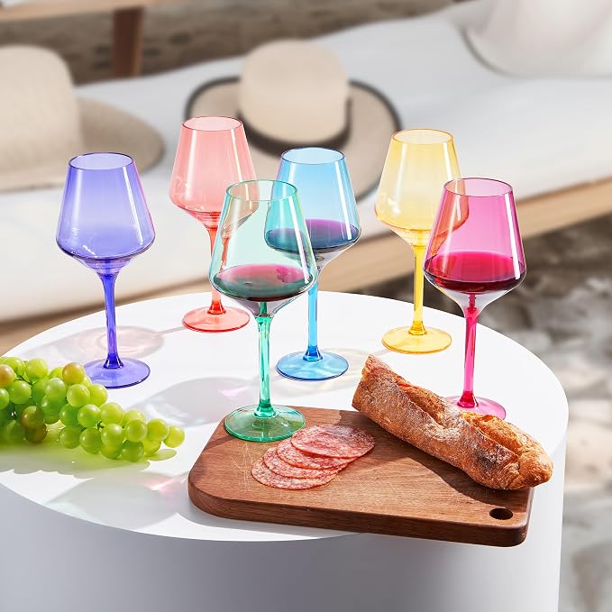 European Style Plastic Crystal Unbreakable Stemmed Wine Glasses | Set of 12 | - Image 6