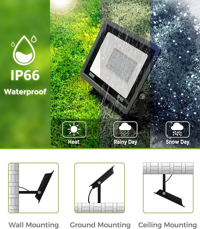 L LOHAS LED Red Flood Light Outdoor,    50W Plug in Flood - Image 4