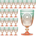XUWAIDSGN 24Pcs Plastic Vintage Wine Glasses 13.5oz Reusable Embossed Goblet by XUWAIDSGN