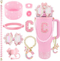 9PCS Pink for Stanley Cup Accessories Set Bling Initials Bow Charms for Stanley by Unknown