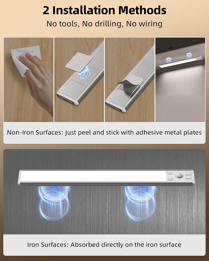 EZVALO 134 LED Under Cabinet Lights, 4000mAh Rechargeable Motion Sensor Light - Image 7