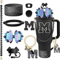 9PCS Black for Stanley Cup Accessories Set Bling Initials Bow Charms for by Unknown