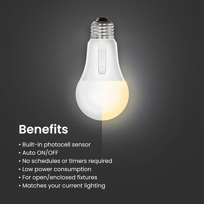 Feit Electric LED Dusk to Dawn Light Bulb, A21 100W Equivalent, Non-Dimmable - Image 6