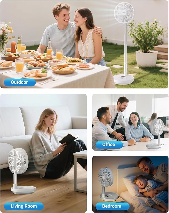 Primevolve Portable Rechargeable Oscillating Fan, Battery Operated Fan - Image 7