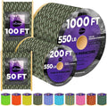 TECEUM Reflective Paracord Rope 1000 – 1000ft/200ft/100ft/50ft – 40+ Colors – by TECEUM