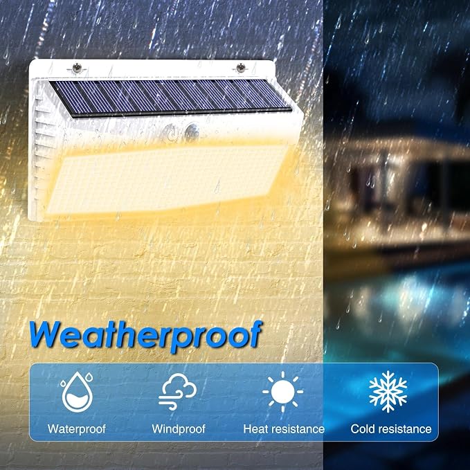 Peasur 2 Pack 368 LED Solar Lights Outdoor Motion Sensor, Solar Fence - Image 2