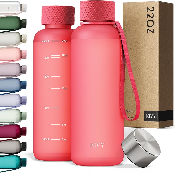 KIVY Slim Water Bottle 22oz Leak Proof Bottle by KIVY