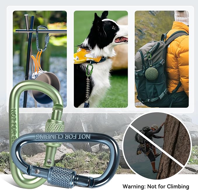 Carabiner Clip, Key Hooks for Keychain Aluminum D Ring Shape Carabiner - Image 3