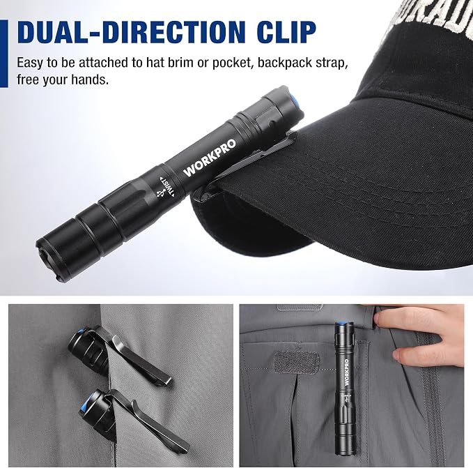 WORKPRO Rechargeable Pen Light, Mini Flashlight, 2 Pack Ultra-Compact EDC - Image 5