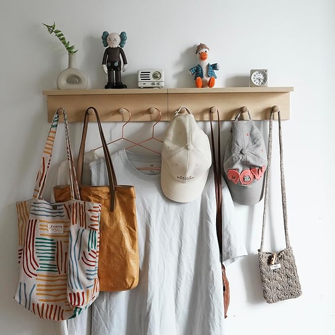 Entrance Coat Rack ，Coat Hooks, Wall-Mounted Wooden Hook Rack, Wall-Mounted - Image 4